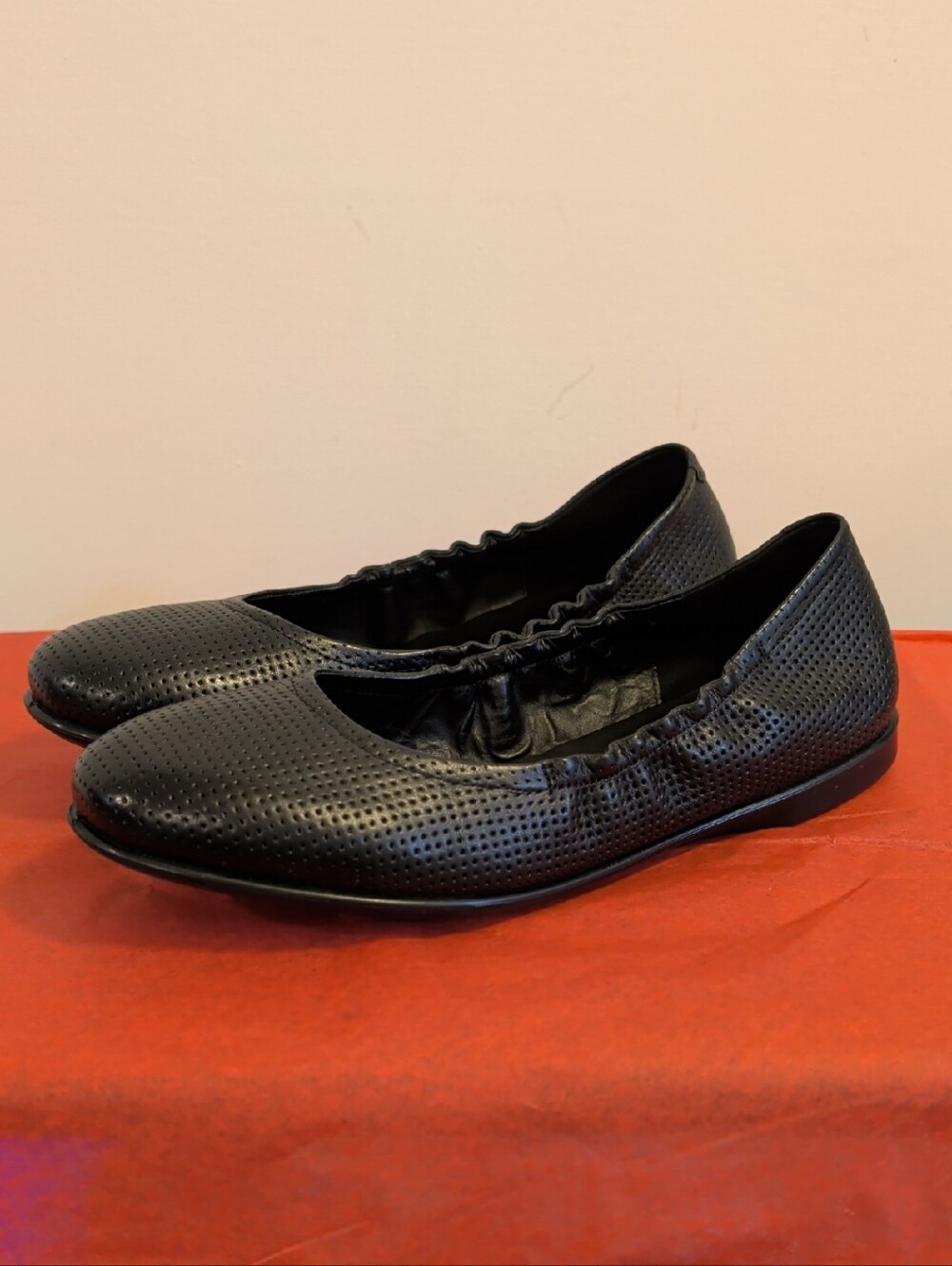 Like New ECCO Black Perforated Slip-On Ballet Flats